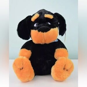 Calplush Puppy Dog Plush Stuffed Animal Toy Black Tan Blue Bandana 11" NWT